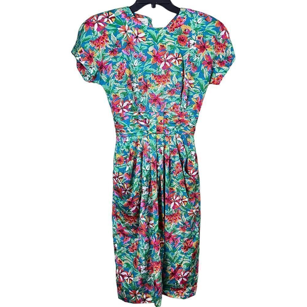 Vintage 80's Maggy Boutique Floral Sheath Dress Size 4